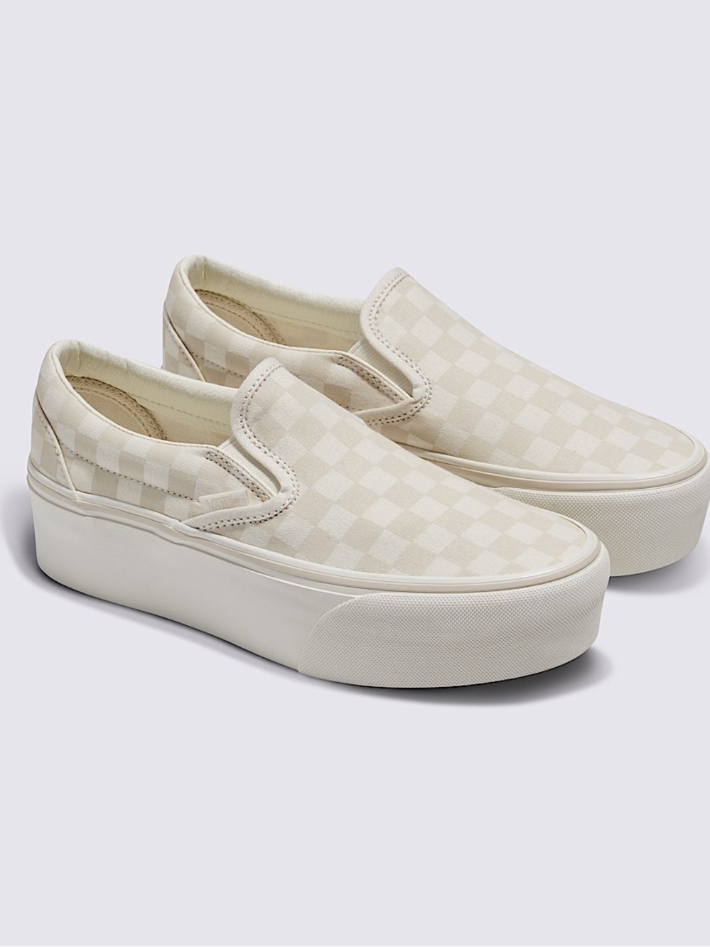 Vans Platform Slip-On Sneakers in Cream Checkered